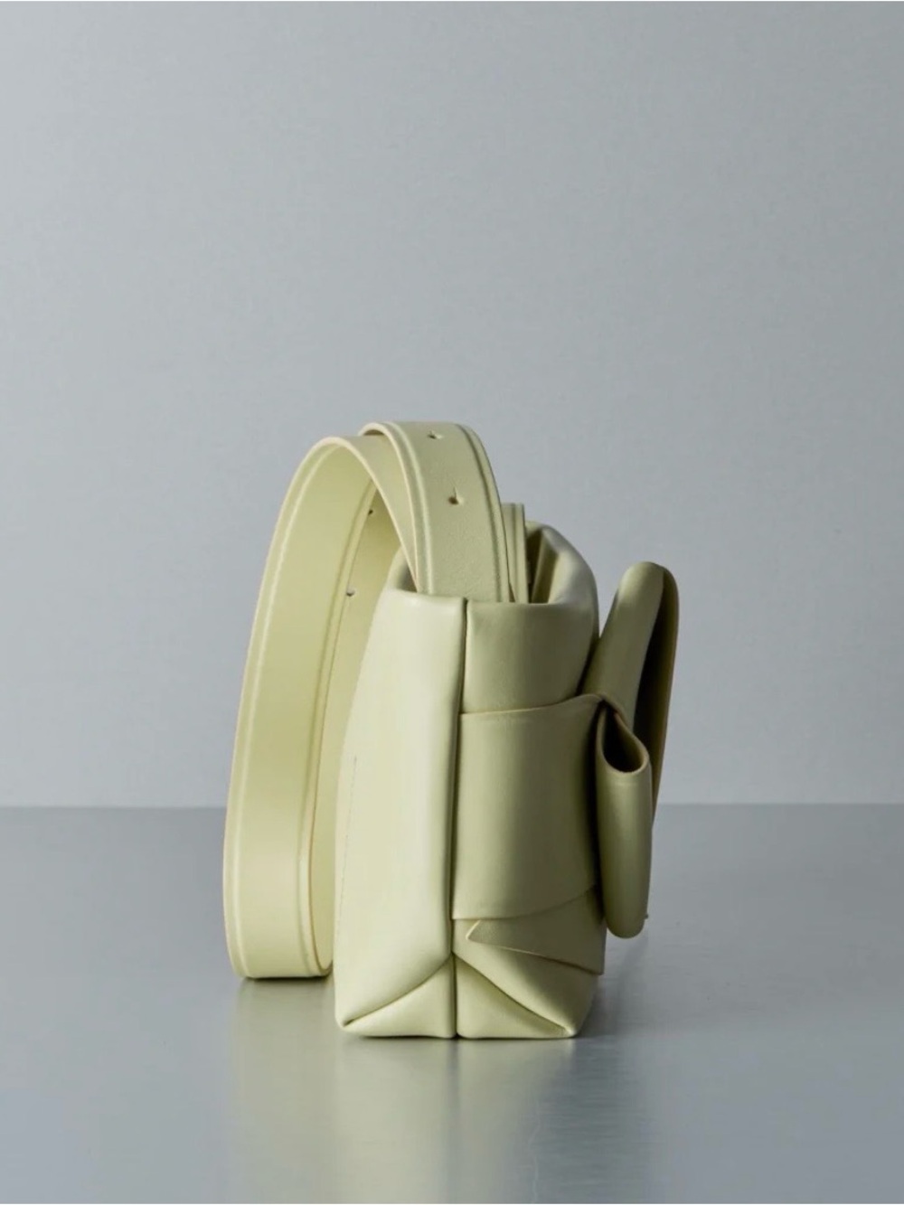 Acne Studios Musubi knotted Pale Sage Leather Shoulder Bag with Sculptural Bow - Picture 2 of 14